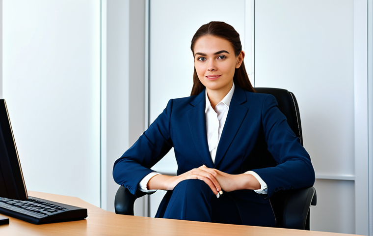 **
"A professional businesswoman in a modest business suit, sitting at a desk in a modern office, fully clothed, appropriate attire, safe for work, perfect anatomy, natural proportions, professional photography, high quality."
**