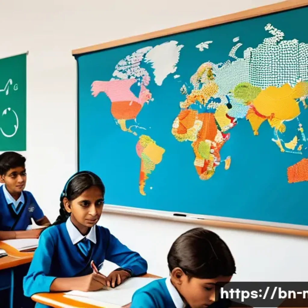중학교 학습 피드백 제공법 - A modern classroom scene with a diverse group of Bengali students actively engaging in different lea...